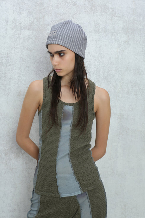 PAPER LOGO RIB BEANIE -GRAY-